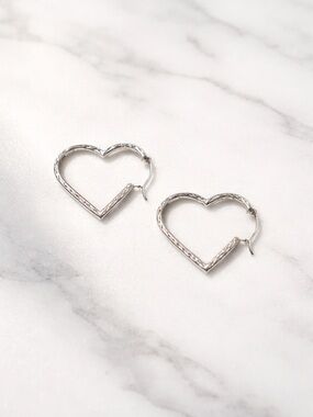 Silver Heart-Shaped Hoop Earrings for Women